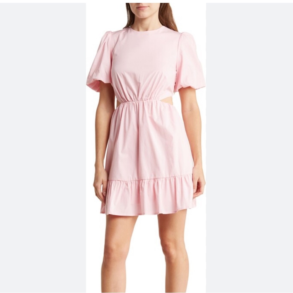 Wayf cutout short sleeve fit&flare mini dress